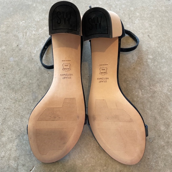 Stuart Weitzman Denim Ankle Strap Block Heel Sandals 9.5 Made in Spain - Picture 5 of 7